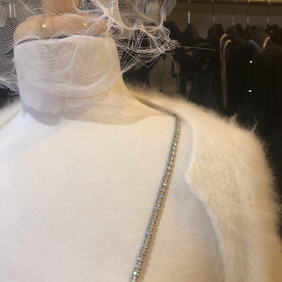 White angora rabbit tank top and cardigan. - Picture 2 of 7